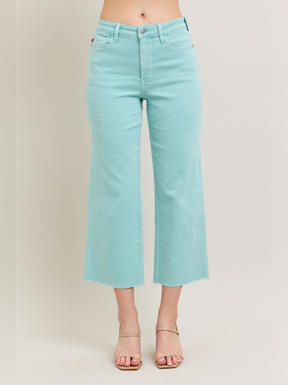 Judy Blue Women’s High Rise Mint Cropped Wide-Leg Jeans Size 7/28
